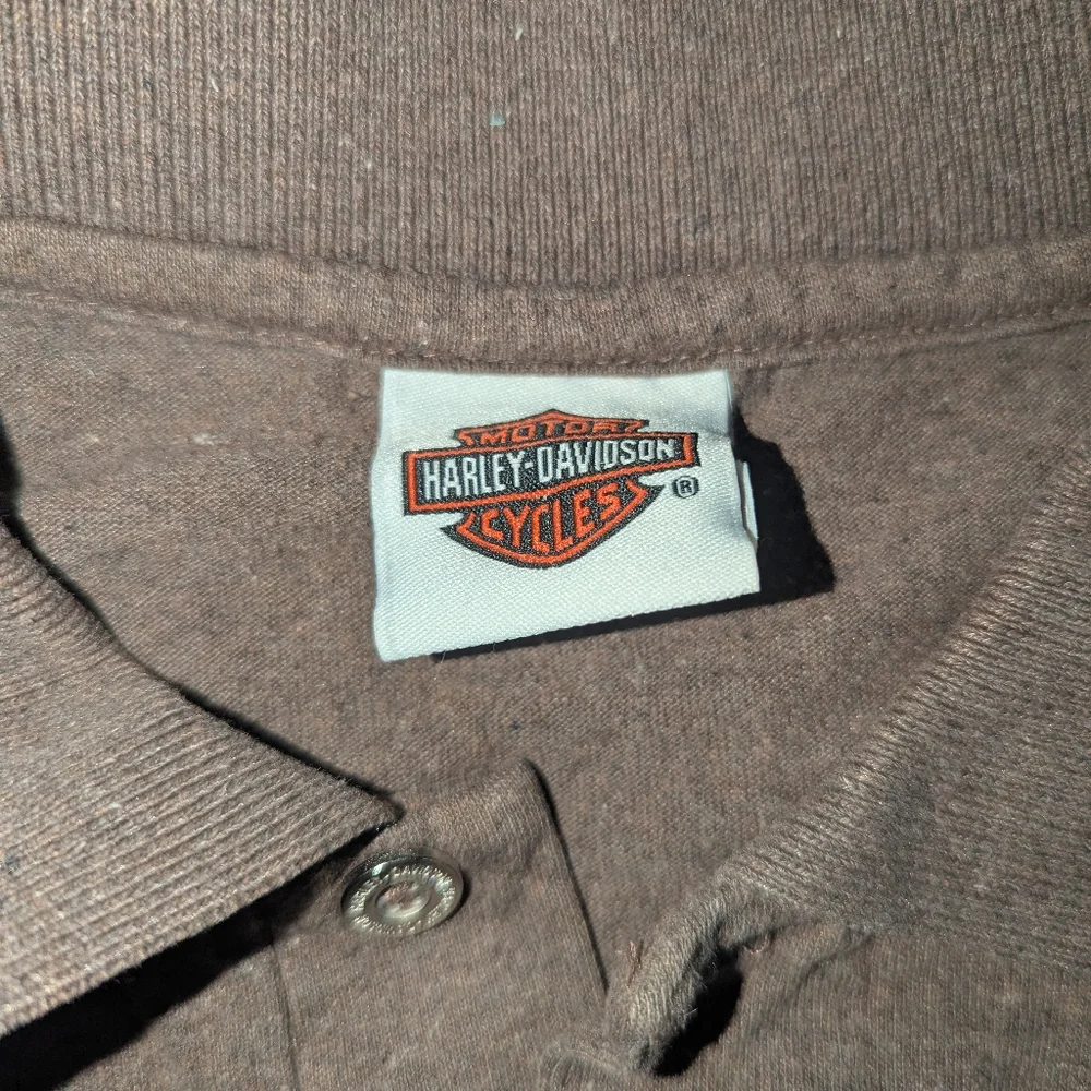 Harley-Davidson Men's Large? Powder Keg Harley Brown Single‎ Pocket Polo Shirt
